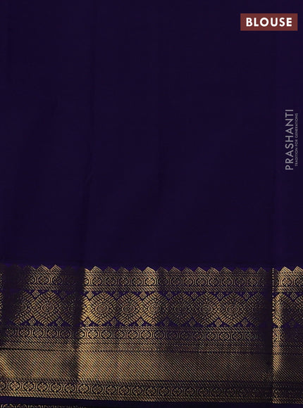 Semi kanchipuram silk saree green and blue with allover zari weaves & buttas and zari woven border