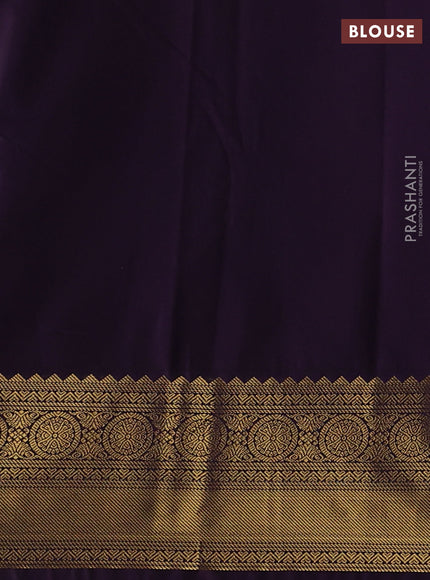 Semi kanchipuram silk saree teal green and deep purple with allover zari weaves & buttas and zari woven border