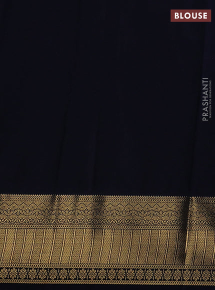 Semi kanchipuram silk saree green and navy blue with allover zari weaves & buttas and zari woven border