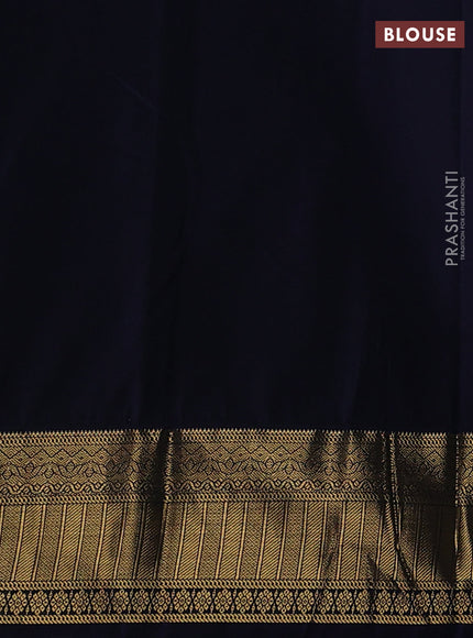 Semi kanchipuram silk saree teal green and navy blue with allover zari weaves & buttas and zari woven border
