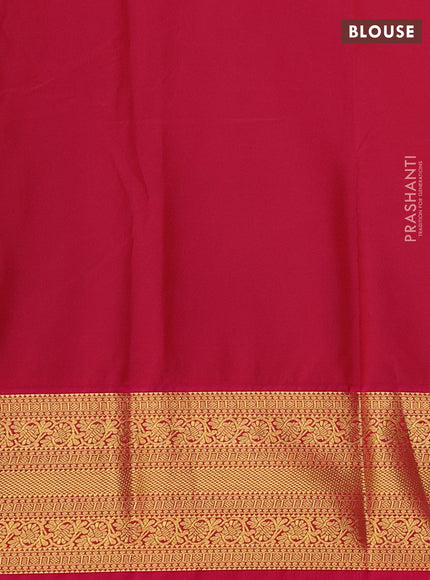 Semi kanchipuram silk saree teal green and pink with allover zari weaves & buttas and zari woven border