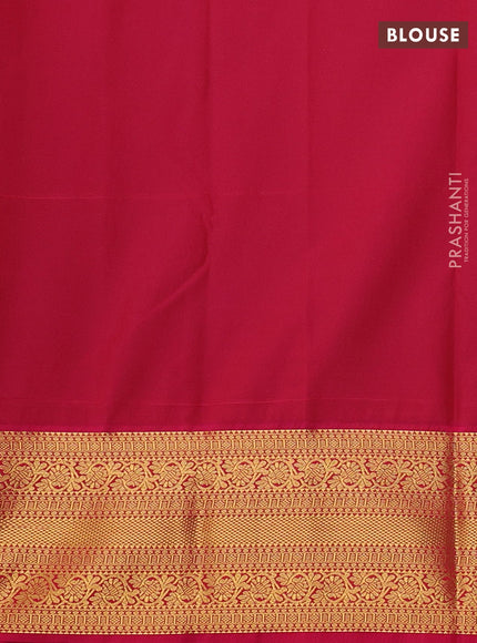 Semi kanchipuram silk saree teal green and pink with allover zari weaves & buttas and zari woven border