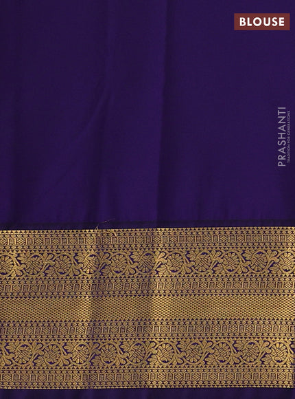 Semi kanchipuram silk saree pastel pink and navy blue with allover zari weaves & buttas and zari woven border