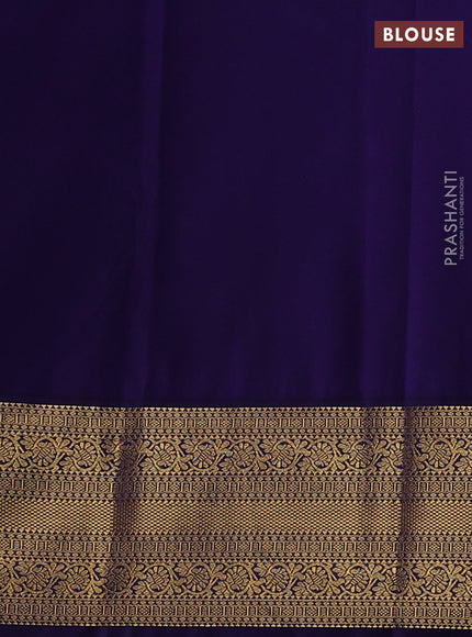 Semi kanchipuram silk saree rust shade and navy blue with allover zari weaves & buttas and zari woven border