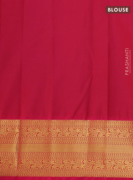 Semi kanchipuram silk saree navy blue and pink with allover zari weaves & buttas and zari woven border