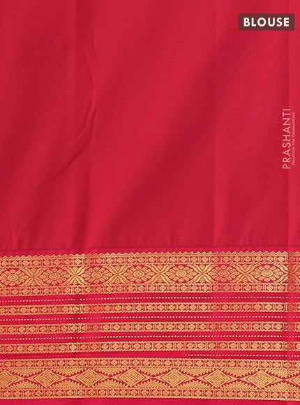 Semi kanchipuram silk saree navy blue and pink with zari woven buttas and zari woven border