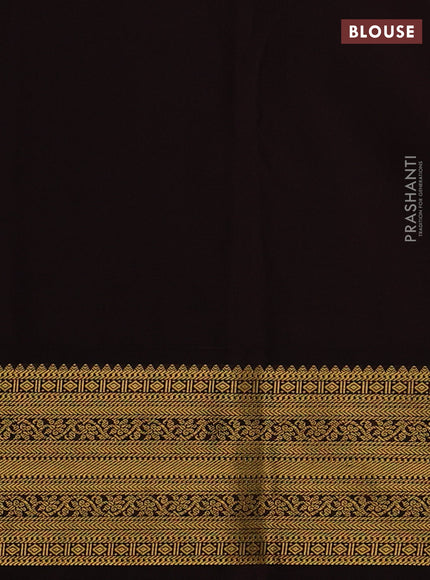 Semi kanchipuram silk saree lime green and coffee brown with allover checks & zari woven buttas and zari woven border