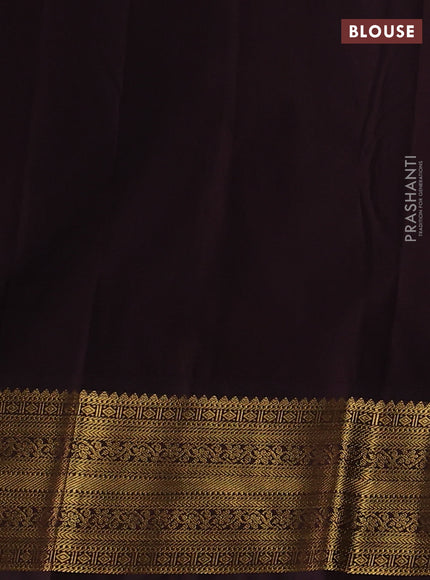 Semi kanchipuram silk saree lavender and coffee brown with allover checks & zari woven buttas and zari woven border