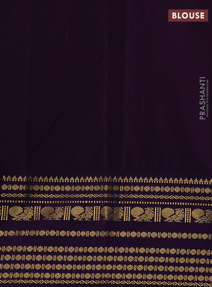 Semi kanchipuram silk saree peach pink and purple with zari woven buttas and long zari woven korvai border