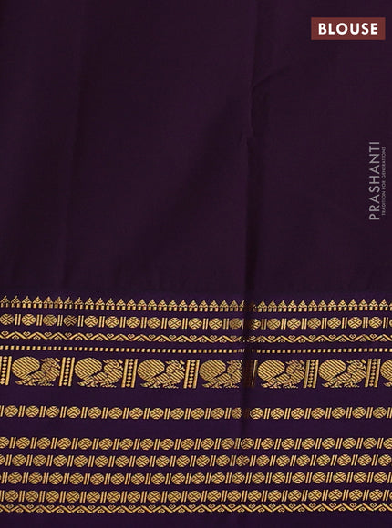 Semi kanchipuram silk saree pink and purple with zari woven buttas and long zari woven korvai border
