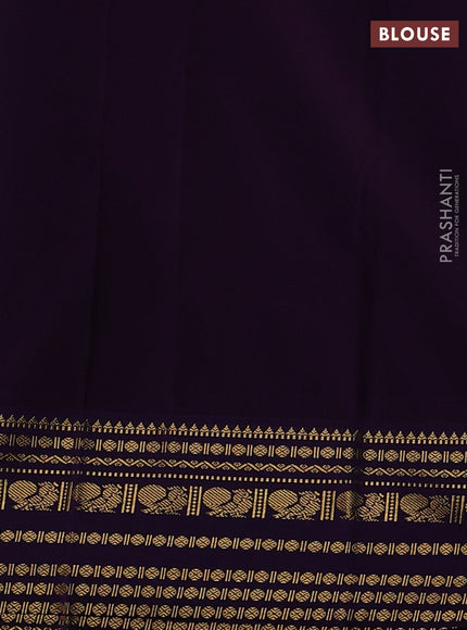 Semi kanchipuram silk saree teal blue and purple with zari woven buttas and long zari woven korvai border