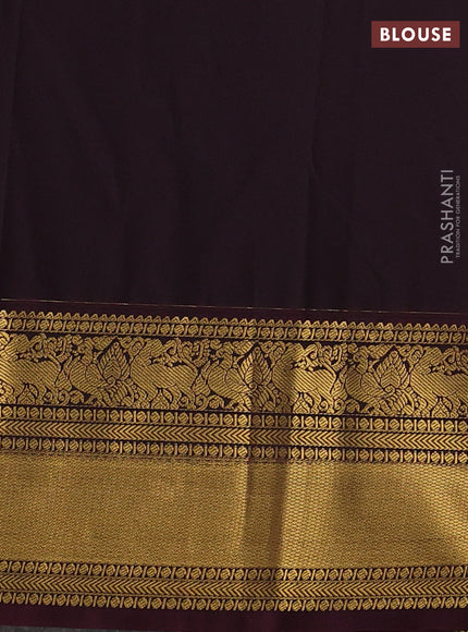 Semi kanchipuram silk saree red and deep maroon with zari woven buttas and long zari woven korvai border