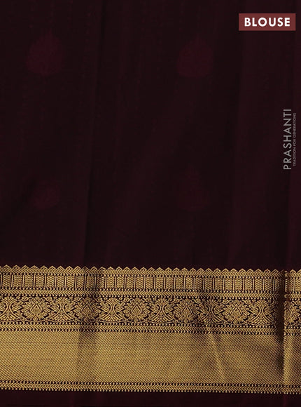Semi kanchipuram silk saree teal green and deep maroon with allover zari woven 1000 buttas and zari woven border