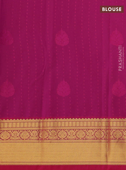 Semi kanchipuram silk saree navy blue and pink with allover zari woven 1000 buttas and zari woven border