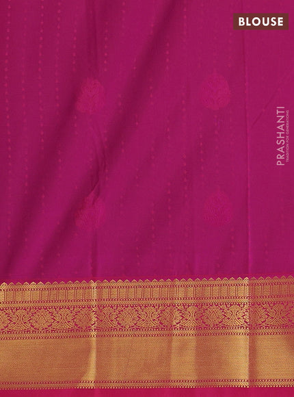 Semi kanchipuram silk saree bottle green and pink with allover zari woven 1000 buttas and zari woven border