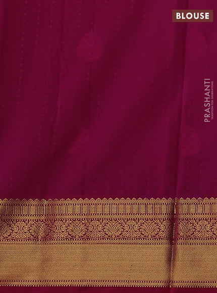Semi kanchipuram silk saree mustard yellow and pink with allover zari woven 1000 buttas and zari woven border