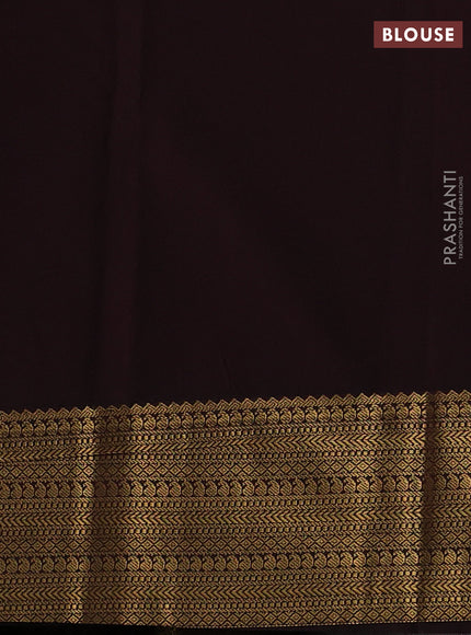 Semi kanchipuram silk saree rust shade and coffee brown with zari woven buttas and zari woven border