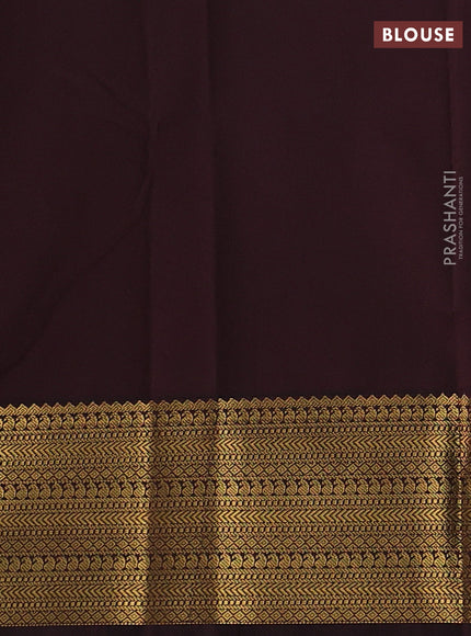 Semi kanchipuram silk saree pink and coffee brown with zari woven buttas and zari woven border