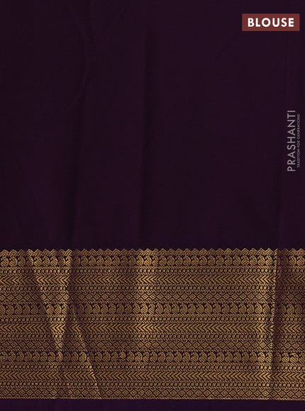 Semi kanchipuram silk saree lime green and purple with zari woven buttas and zari woven border