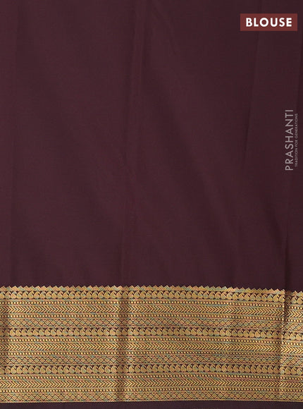 Semi kanchipuram silk saree red and coffee brown with zari woven buttas and zari woven border