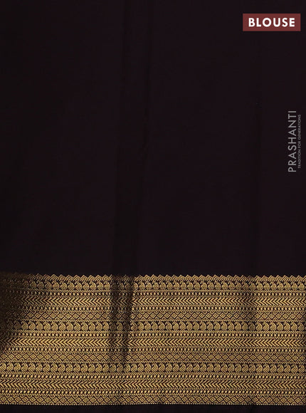 Semi kanchipuram silk saree beige and coffee brown with zari woven buttas and zari woven border
