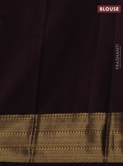 Semi kanchipuram silk saree orange and coffee brown with zari woven buttas and zari woven border