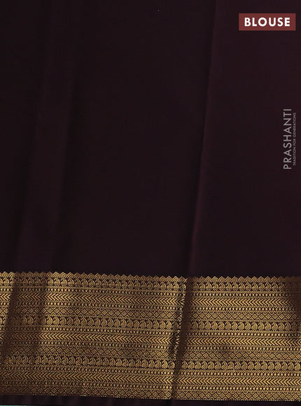 Semi kanchipuram silk saree lime green and coffee brown with zari woven buttas and zari woven border