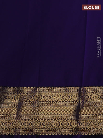 Semi kanchipuram silk saree lime green and navy blue with allover zari weaves & buttas and zari woven border