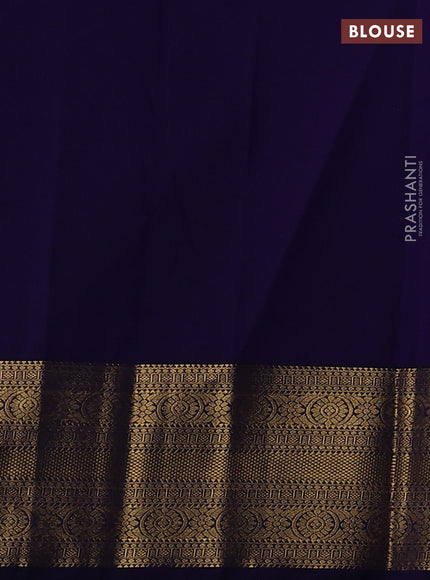 Semi kanchipuram silk saree beige and navy blue with allover zari weaves & buttas and zari woven border