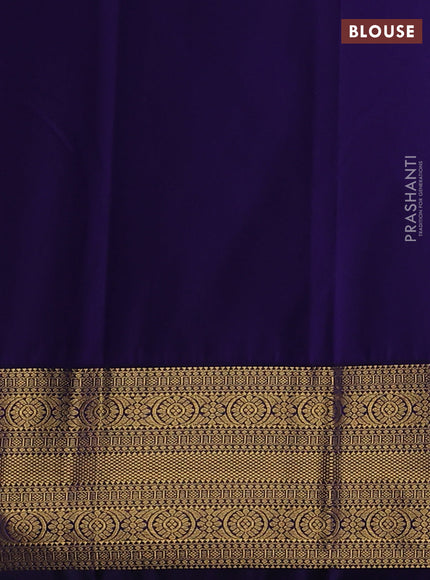 Semi kanchipuram silk saree pink and navy blue with allover zari weaves & buttas and zari woven border