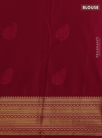 Semi kanchipuram silk saree violet and red with zari woven buttas and zari woven border