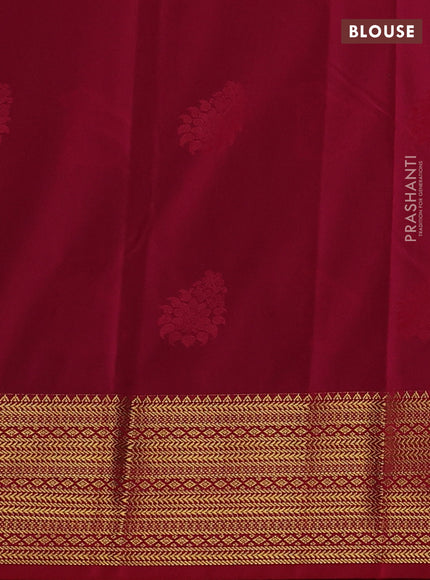 Semi kanchipuram silk saree navy blue and red with zari woven buttas and zari woven border