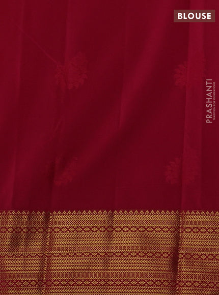 Semi kanchipuram silk saree pastel pink and red with zari woven buttas and zari woven border