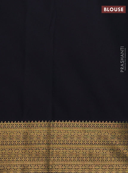 Semi kanchipuram silk saree teal green and navy blue with zari woven buttas and zari woven border