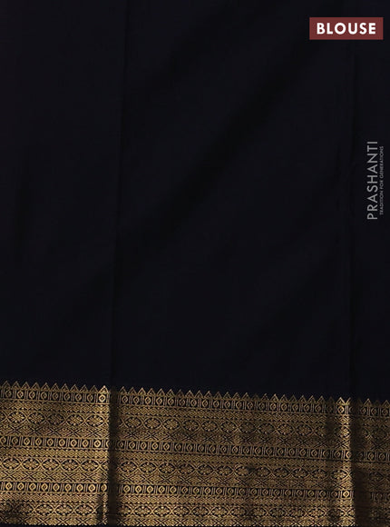 Semi kanchipuram silk saree peach shade and navy blue with zari woven buttas and zari woven border