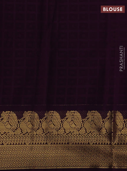 Semi kanchipuram silk saree red and deep purple with allover checks & zari woven buttas and zari woven korvai border