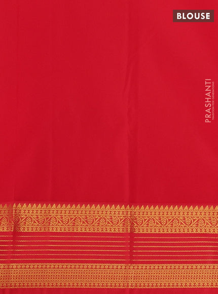 Semi kanchipuram silk saree candy pink and red with zari woven buttas and zari woven korvai border
