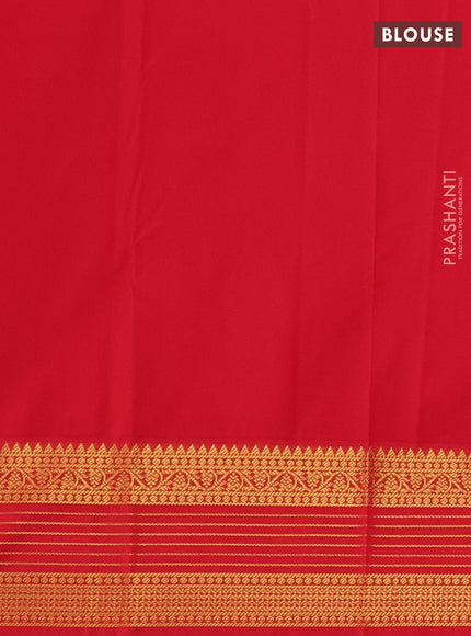 Semi kanchipuram silk saree navy blue and red with zari woven buttas and zari woven korvai border