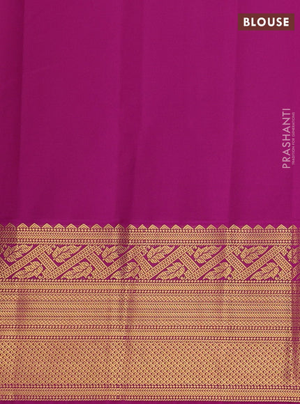Semi kanchipuram silk saree pastel pink and magenta pink with allover zari weaves & buttas and long zari woven korvai border