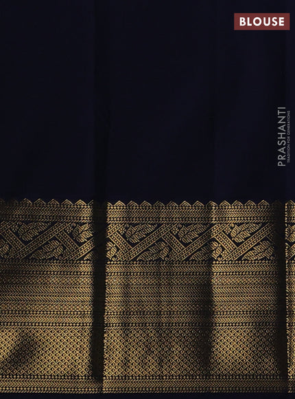 Semi kanchipuram silk saree dual shade of blue and navy blue with allover zari weaves & buttas and long zari woven korvai border