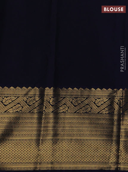 Semi kanchipuram silk saree maroon and navy blue with allover zari weaves & buttas and long zari woven korvai border