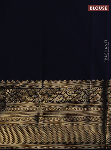 Semi kanchipuram silk saree lime green and navy blue with allover zari weaves & buttas and long zari woven korvai border