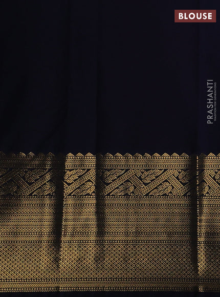 Semi kanchipuram silk saree pink and navy blue with allover zari weaves & buttas and long zari woven korvai border