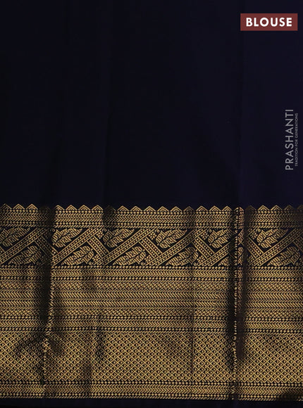 Semi kanchipuram silk saree pista green and navy blue with allover zari weaves & buttas and long zari woven korvai border