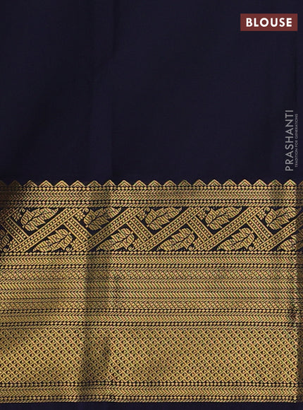 Semi kanchipuram silk saree teal green and navy blue with allover zari weaves & buttas and long zari woven korvai border