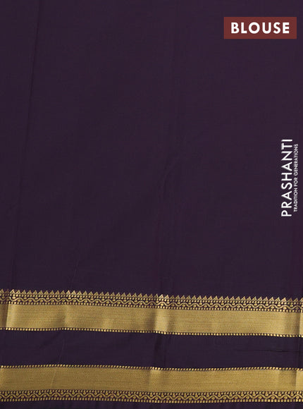 Semi kanchipuram silk saree teal green and deep purple with zari woven buttas and rettapet zari woven border