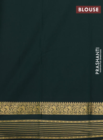 Semi kanchipuram silk saree pink and bottle green with allover zari woven buttas and zari woven korvai border