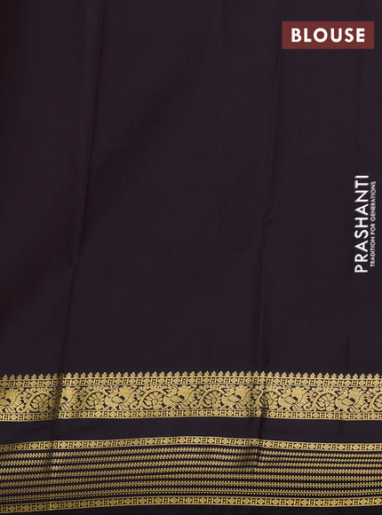Semi kanchipuram silk saree dual shade of pink and coffee brown with allover zari woven buttas and zari woven korvai border