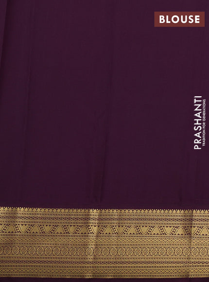 Semi kanchipuram silk saree teal blue and purple with allover zari weaves & buttas and zari woven border
