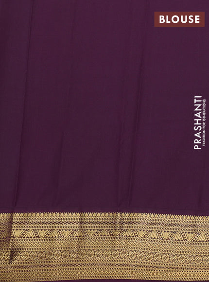Semi kanchipuram silk saree green and deep wine shade with allover zari weaves & buttas and zari woven korvai border
